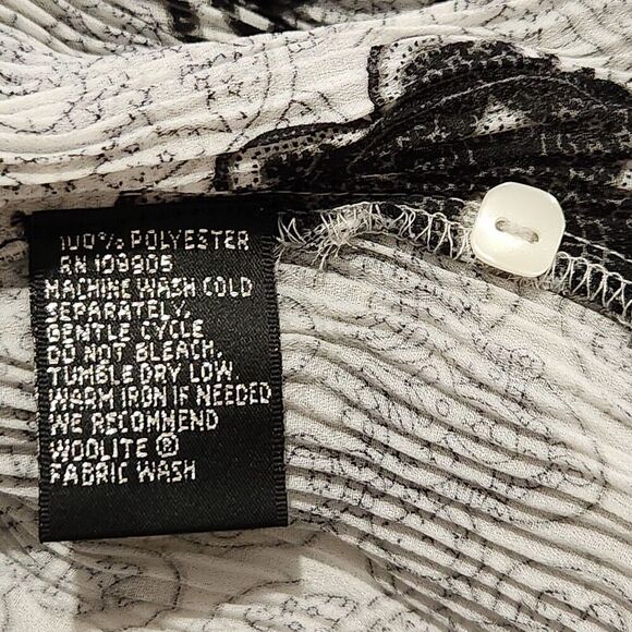 Essentials By Milano Blouse Medium Butterfly Sleeve White Black Sheer - Picture 10 of 11